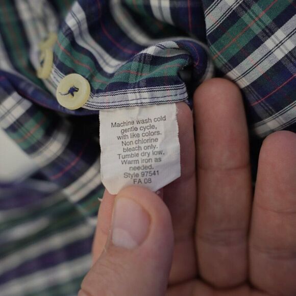 J. Crew Haberdashery Green Blue Red Plaid Large 80s Two Ply Collared Dress Shirt - Picture 11 of 11